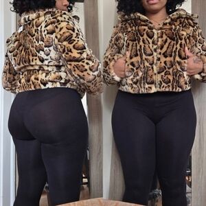 ☆Cache Leopard Print Fur Jacket☆